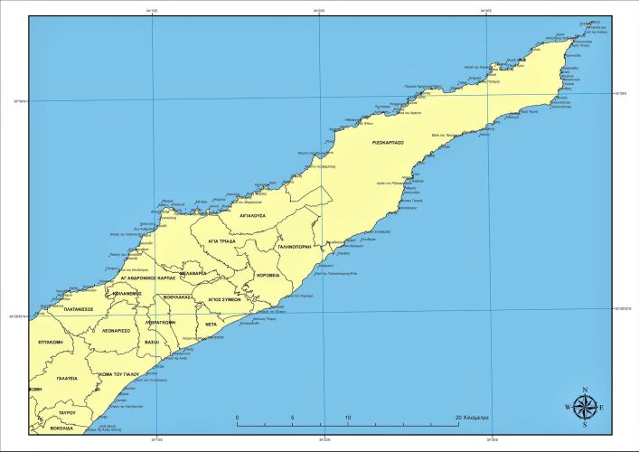240 191 ΧΑΡΤΗΣ ΚΑΡΠΑΣΙΑΣ Η ανατολική παρειά της Κύπρου. - Copy
